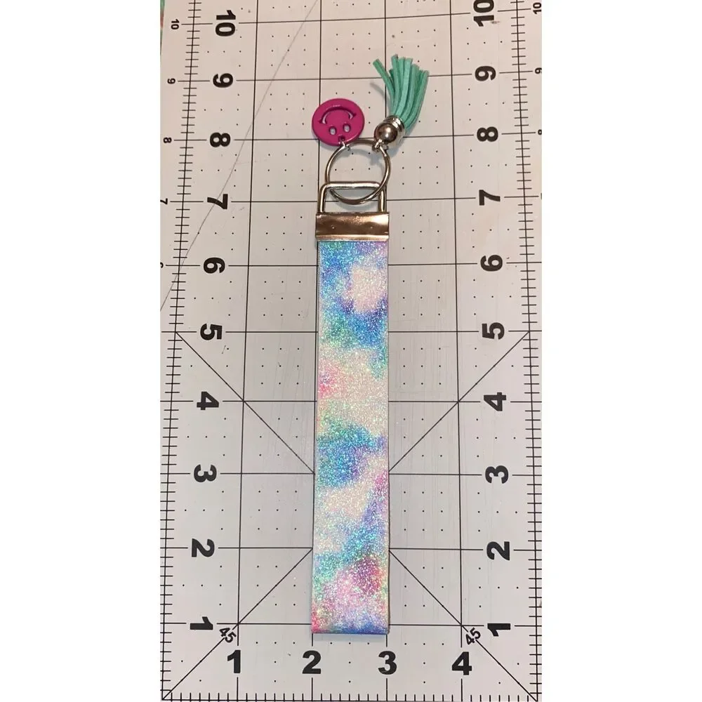 ☀️3/$9☀️ Tye Dye and Glitter Keychain Wristlet with Tassel